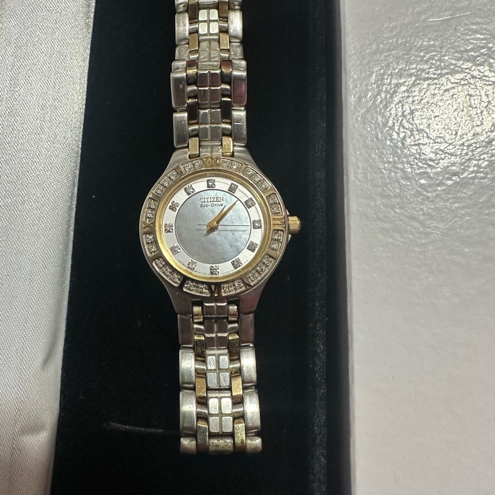 Citizen Women’s Two-Tone Gold & Silver Eco-Drive Diamond Bezel Watch